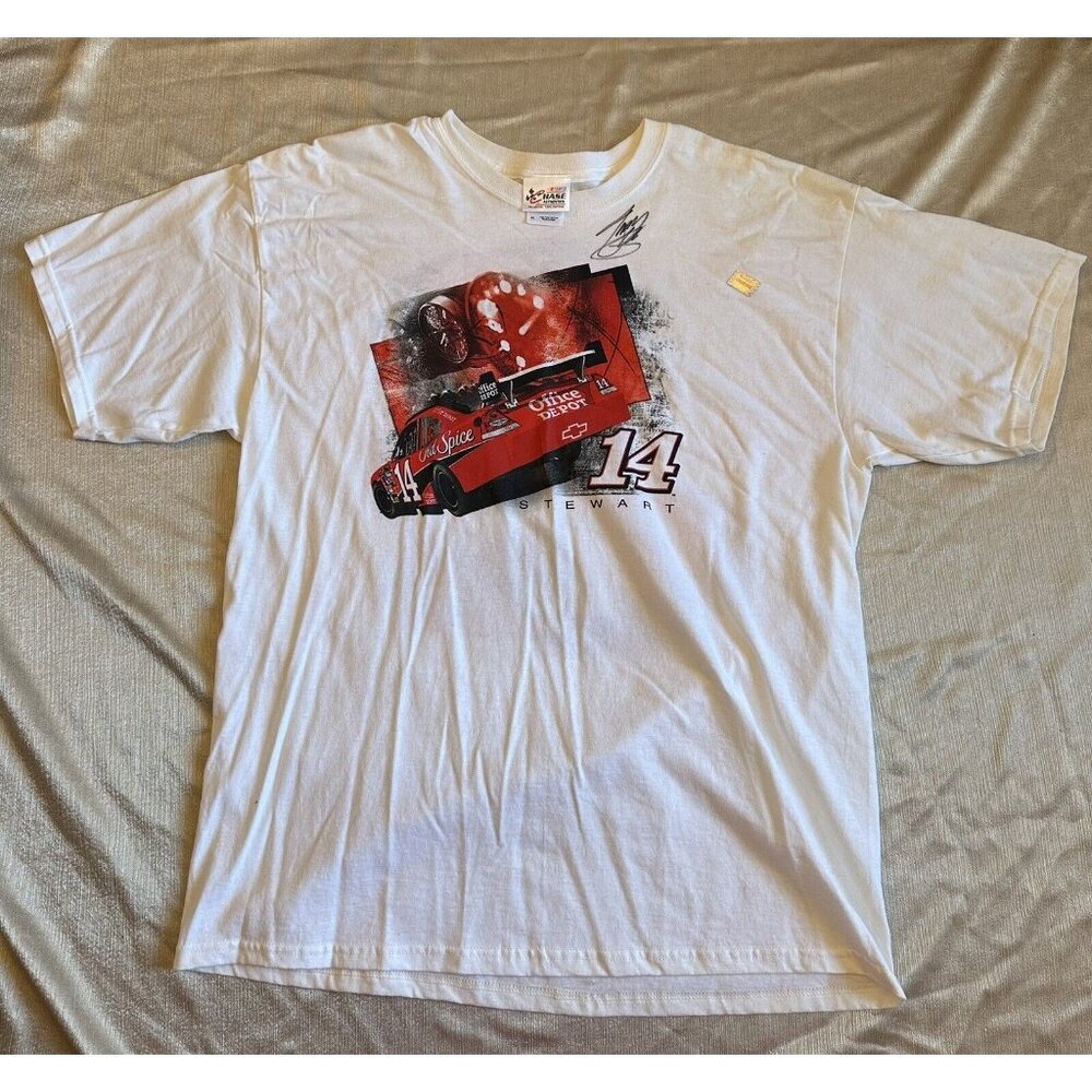 SIGNED-Tony Stewart-Hass # 14 NASCAR‎ Racing T-Shirt Office Depot- XL-Autograph